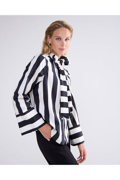 AW24 SUMMUM Striped Bow Blouse