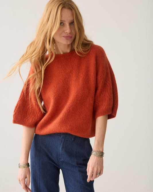 Summum Sweater Mohair Wool Blend Knit Top Goji Berry