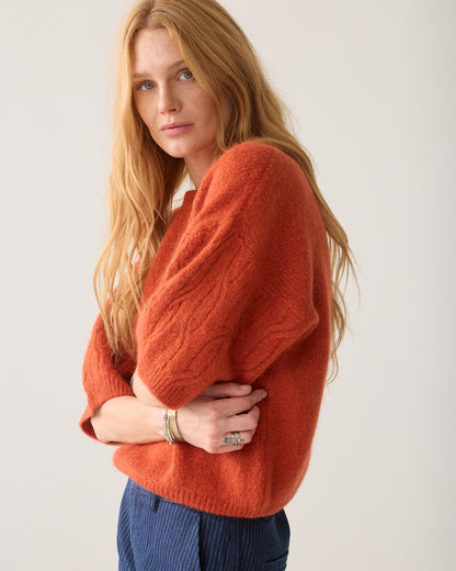 Summum Sweater Mohair Wool Blend Knit Top Goji Berry