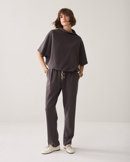 Summum Top Pinstripe Scuba Dark Chocolate
