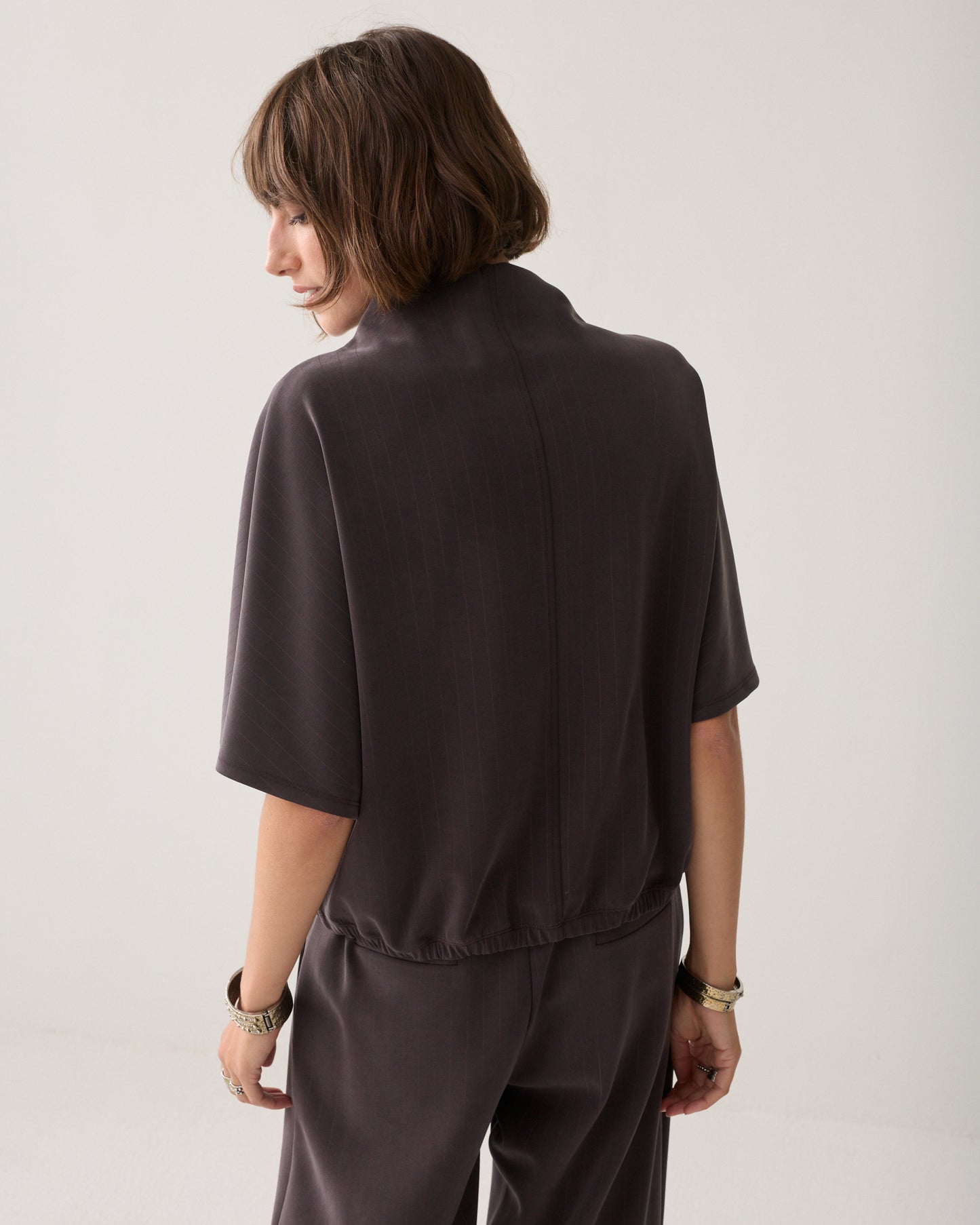 Summum Top Pinstripe Scuba Dark Chocolate