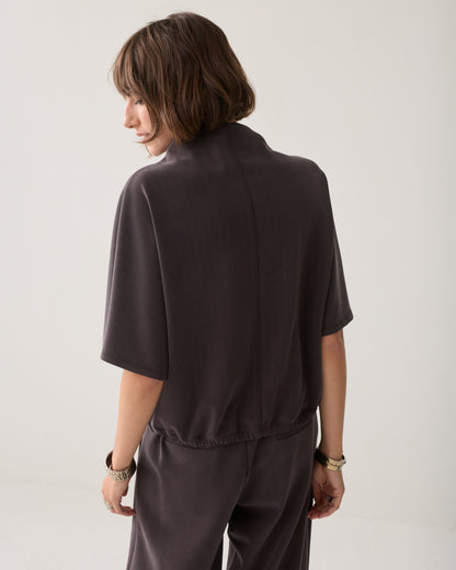Summum Top Pinstripe Scuba Dark Chocolate