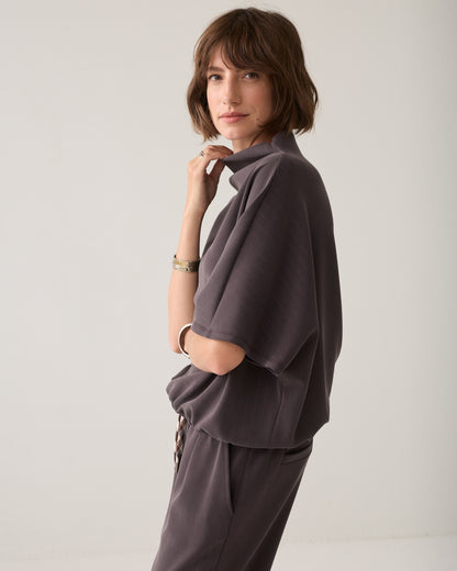 Summum Top Pinstripe Scuba Dark Chocolate