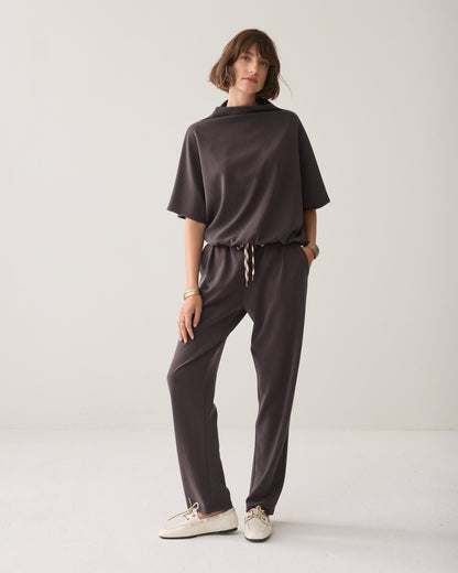 Summum Pants Pinstripe Scuba Trousers Dark Chocolate
