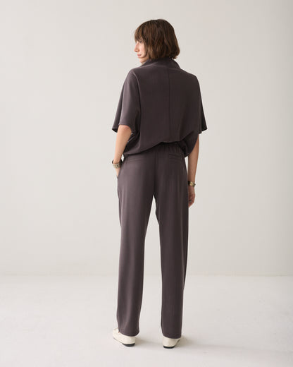 Summum Pants Pinstripe Scuba Trousers Dark Chocolate