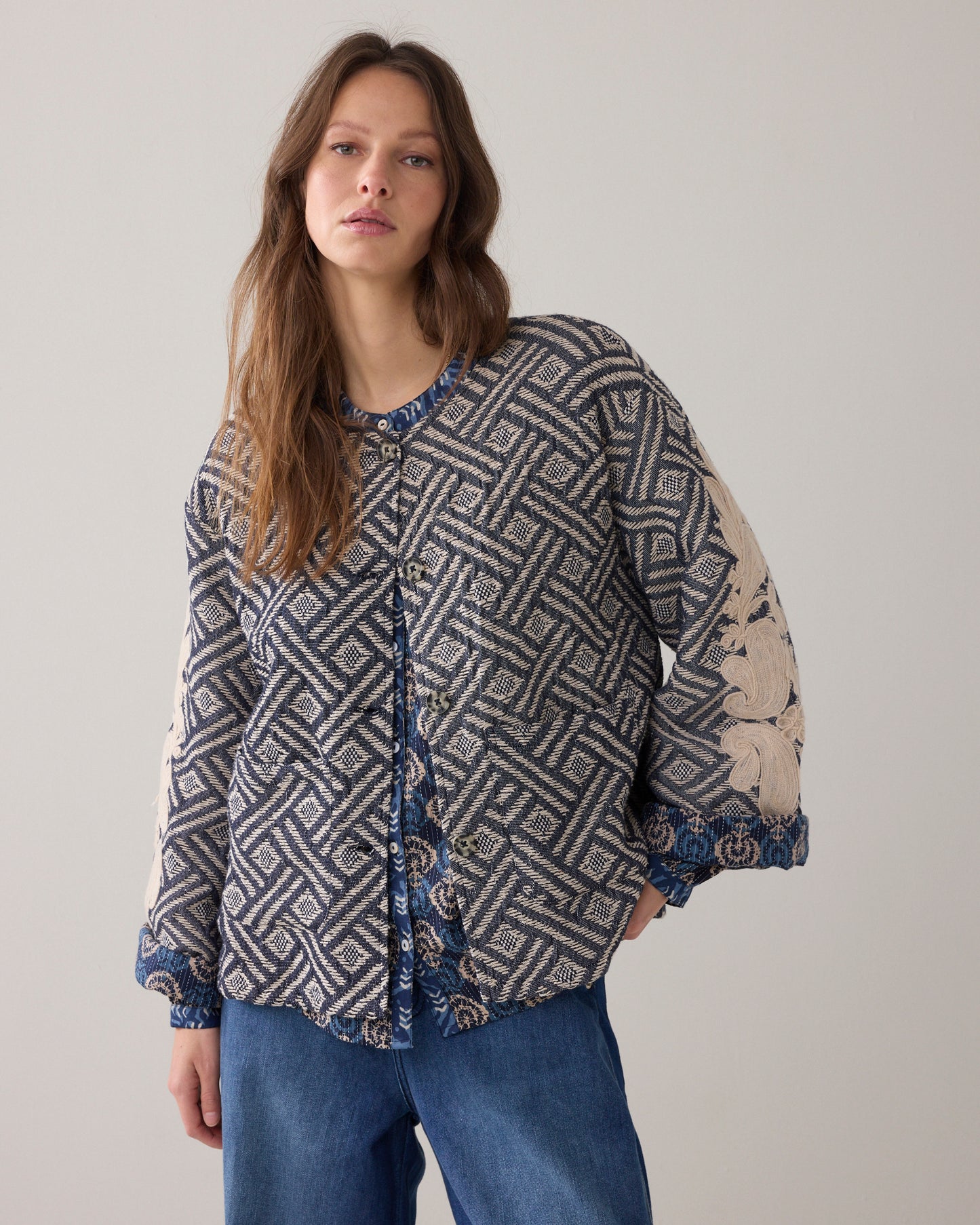 Summum Jacket Blue Jacquard