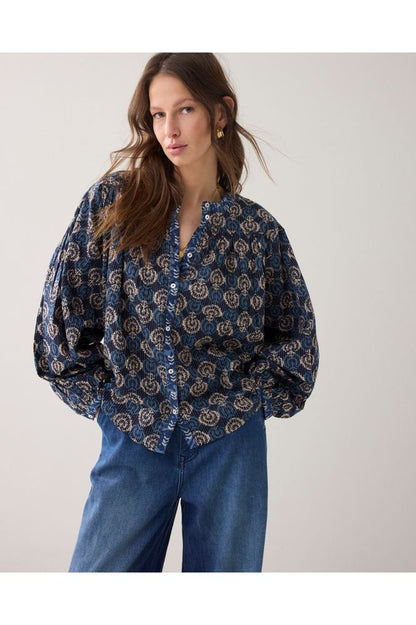 Summum Blouse Blue Blockprint