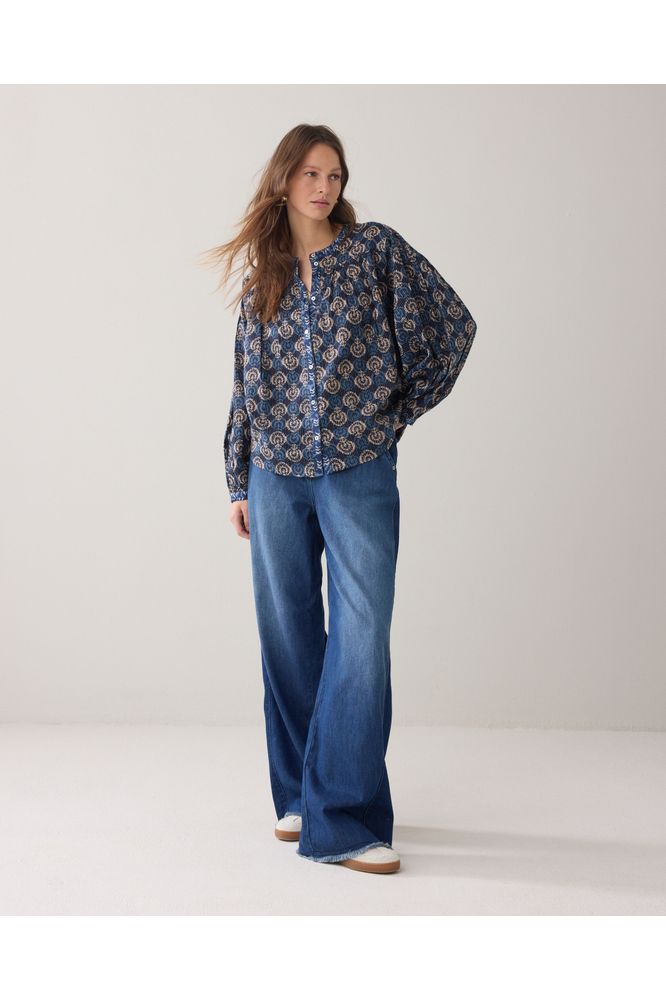 Summum Blouse Blue Blockprint