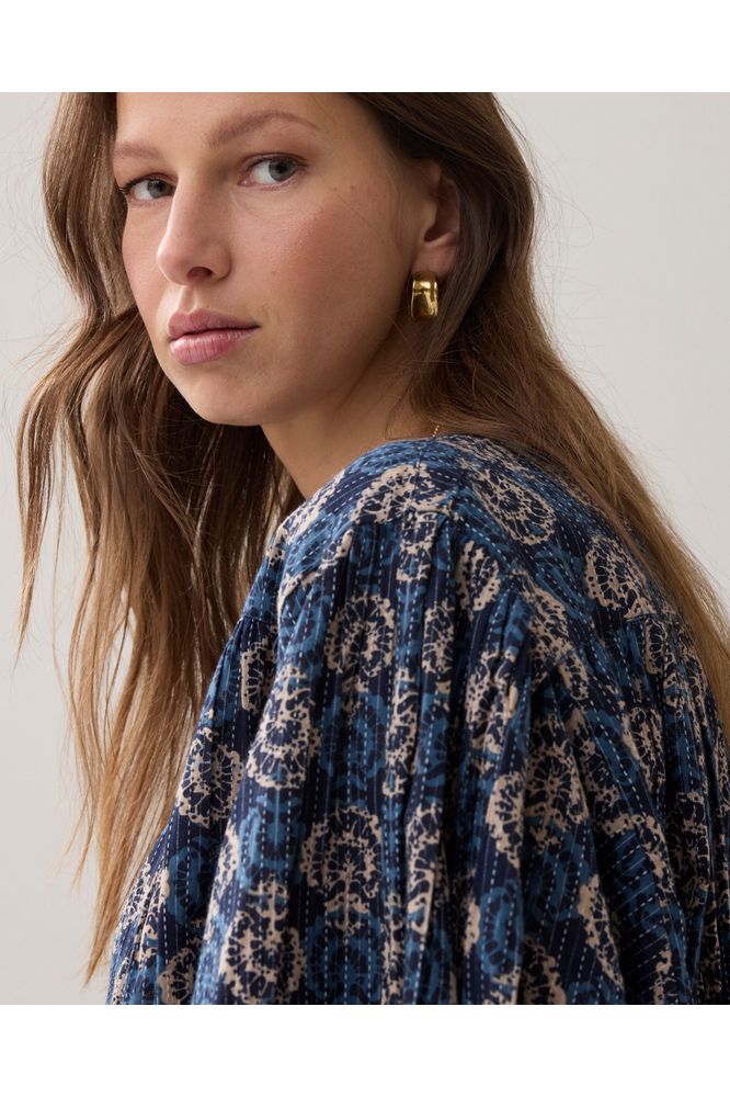 Summum Blouse Blue Blockprint