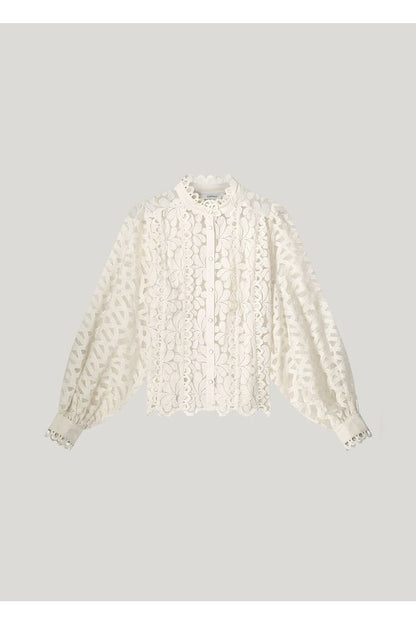 AW24 SUMMUM Lace Organza Blouse