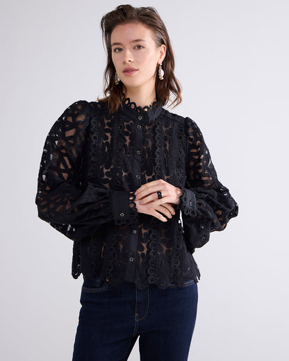 AW24 SUMMUM Lace Organza Blouse