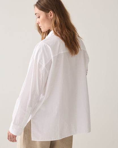 Summum Oversized Poplin Squins Blouse White