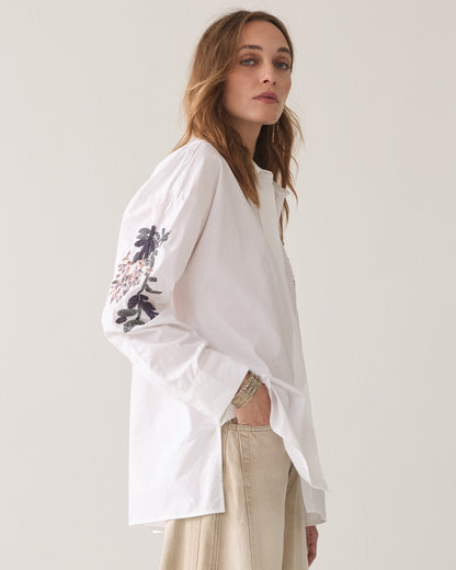 Summum Oversized Poplin Squins Blouse White