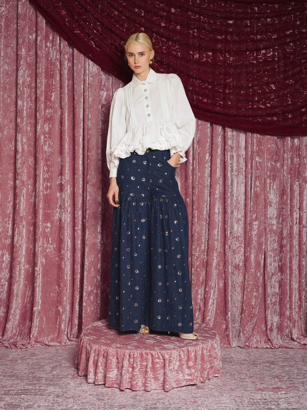 Sister Jane Lazuli high-rise wide-leg jeans with floral embellishment
