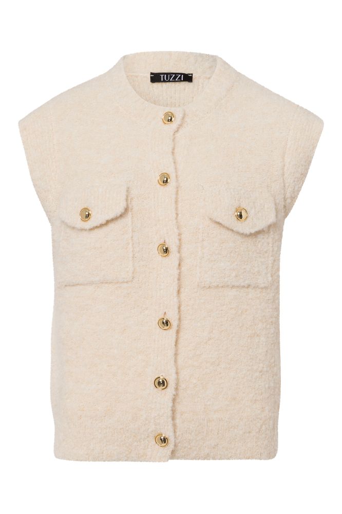 Tuzzi Oatmeal Gold Button Vest