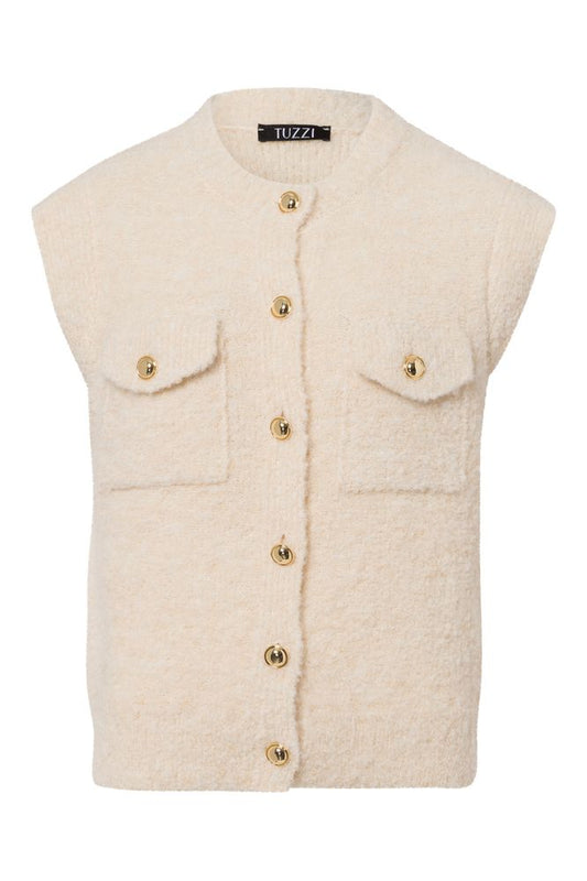 Tuzzi Oatmeal Gold Button Vest
