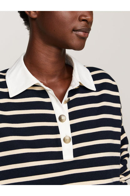 AW24 TH Stripe Gold Button Polo