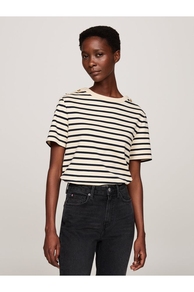 AW24 TH Button Stripe T-Shirt