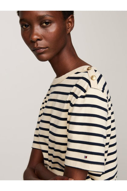 AW24 TH Button Stripe T-Shirt