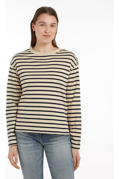 AW24 TH Button Stripe C-Neck