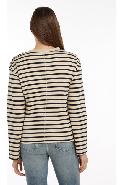 AW24 TH Button Stripe C-Neck