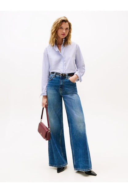 Tommy Hilfiger Stripe Poplin Ruffle Shirt