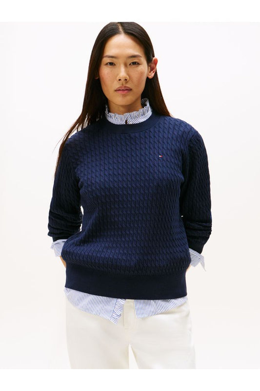 Tommy Hilfiger Navy Cable Fine Pullover Sweater