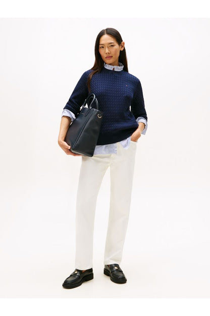 Tommy Hilfiger Navy Cable Fine Pullover Sweater