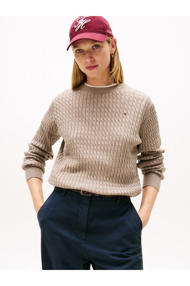 Tommy Hilfiger Taupe Cable Fine Sweater