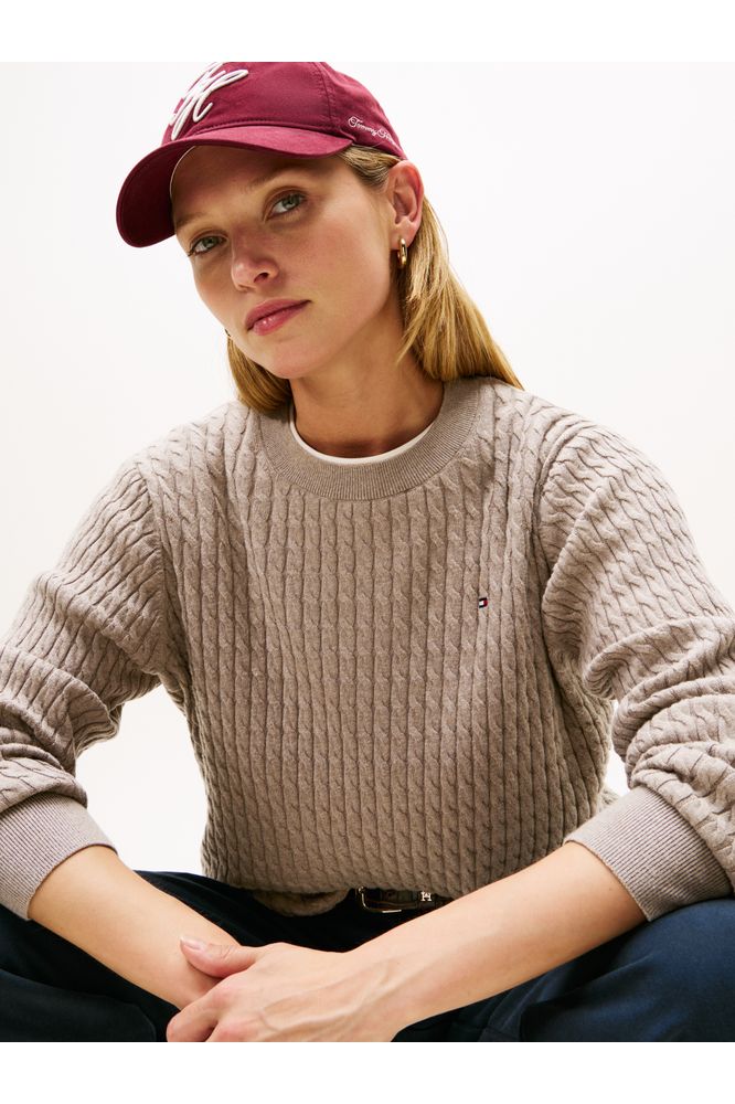 Tommy Hilfiger Taupe Cable Fine Sweater