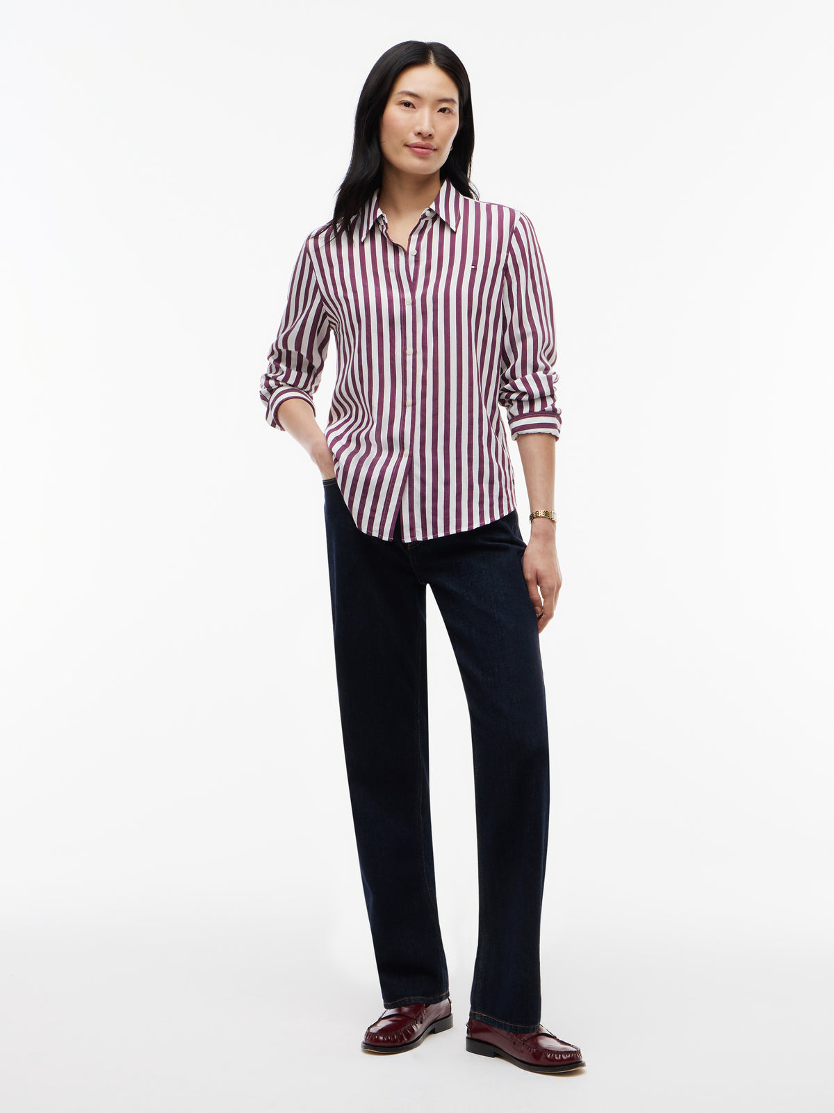Tommy Hilfiger Stripe Shirt Burgundy