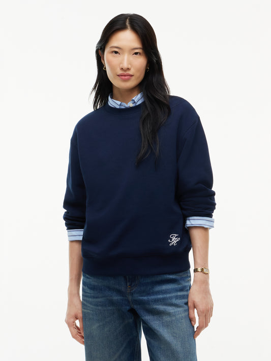 Tommy Hilfiger Script Crew Neck Sweatshirt Dark Blue