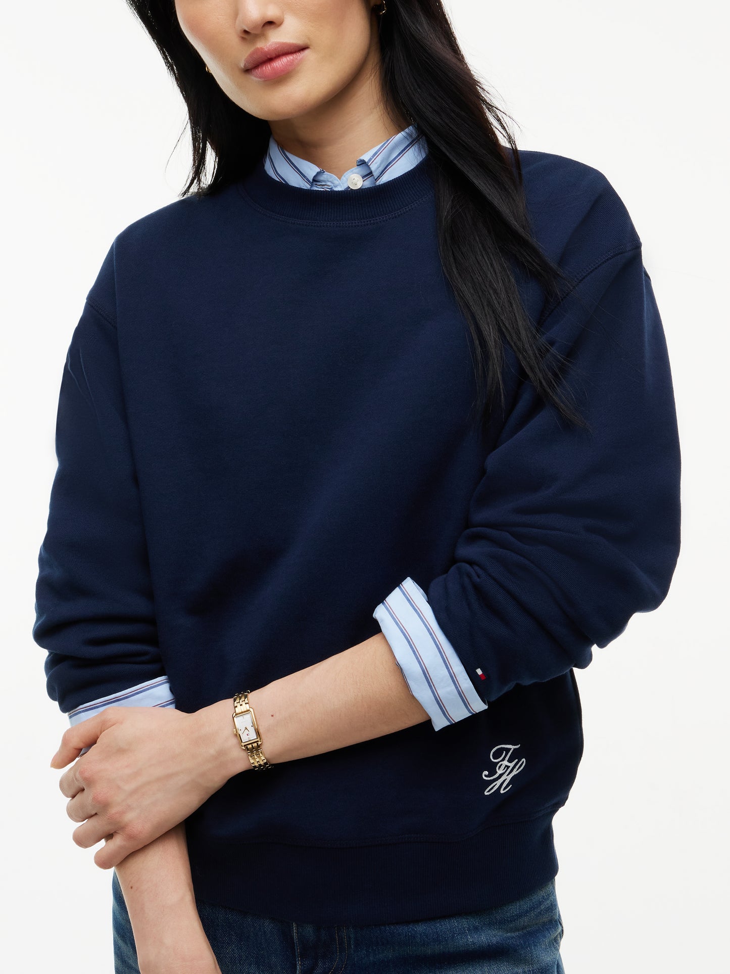 Tommy Hilfiger Script Crew Neck Sweatshirt Dark Blue