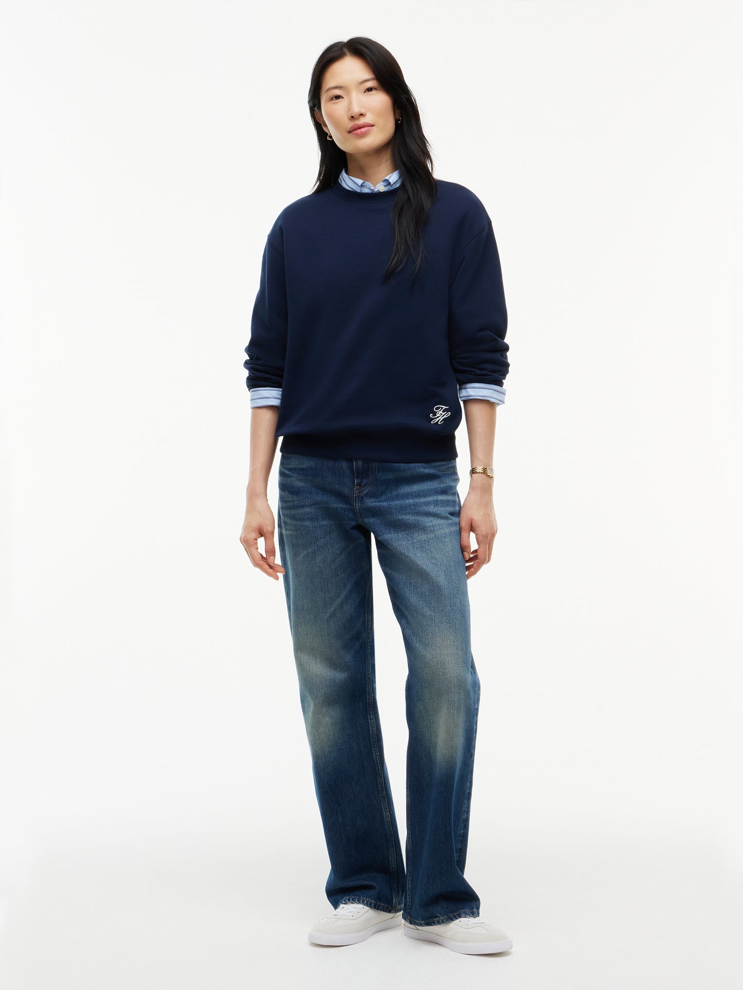 Tommy Hilfiger Script Crew Neck Sweatshirt Dark Blue