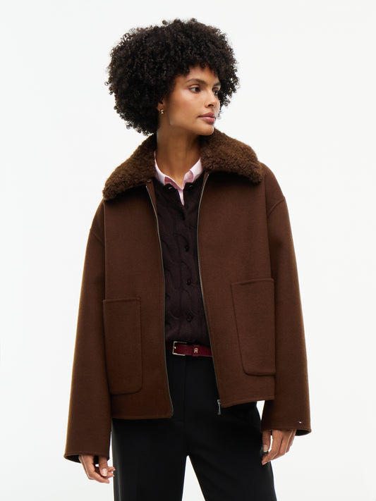 Tommy Hilfiger Wool Zip Jacket Legacy Brown
