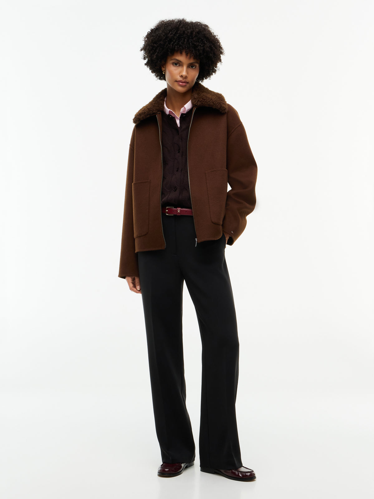Tommy Hilfiger Wool Zip Jacket Legacy Brown