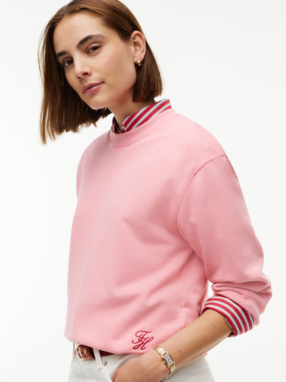 Tommy Hilfiger Script Crew Neck Sweatshirt Carnation Pink