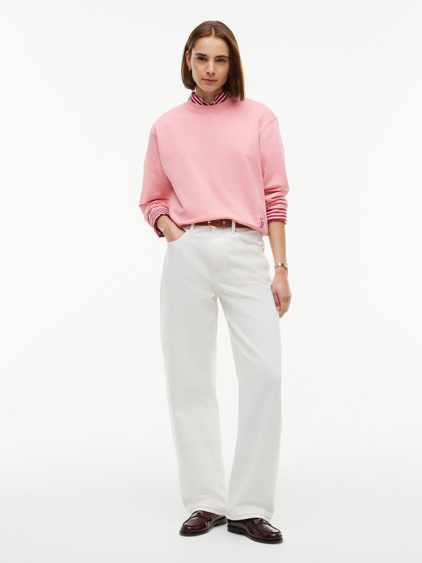 Tommy Hilfiger Script Crew Neck Sweatshirt Carnation Pink