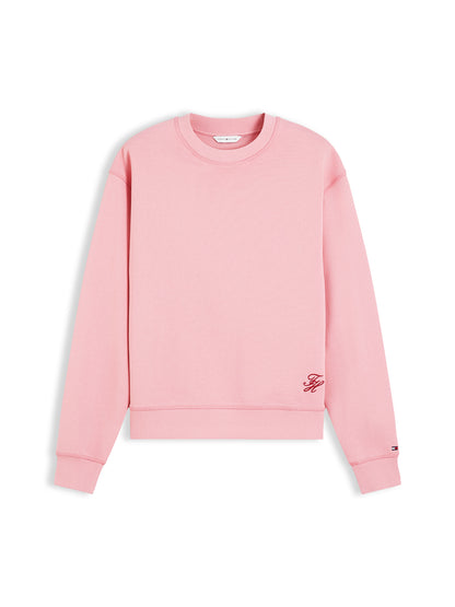 Tommy Hilfiger Script Crew Neck Sweatshirt Carnation Pink
