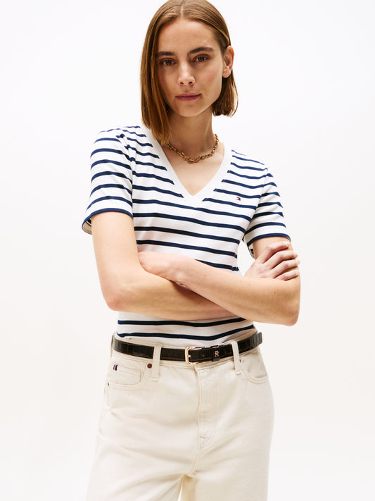 Tommy Hilfiger Cody V-Neck Tee Ecru/Navy