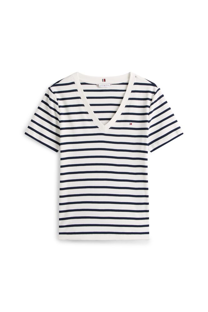 Tommy Hilfiger Cody V-Neck Tee Ecru/Navy