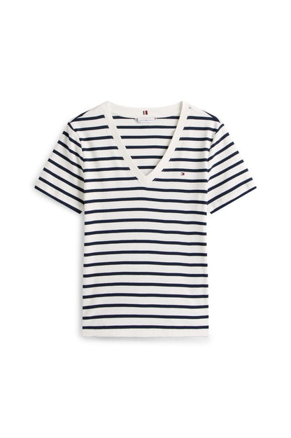 Tommy Hilfiger Cody V-Neck Tee Ecru/Navy