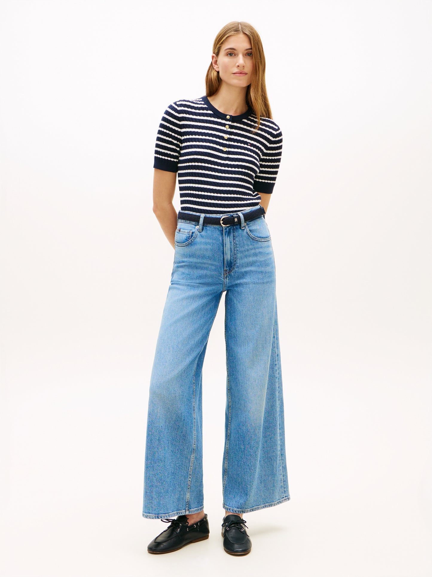 Tommy Hilfiger Henley Fine Cable Top Navy