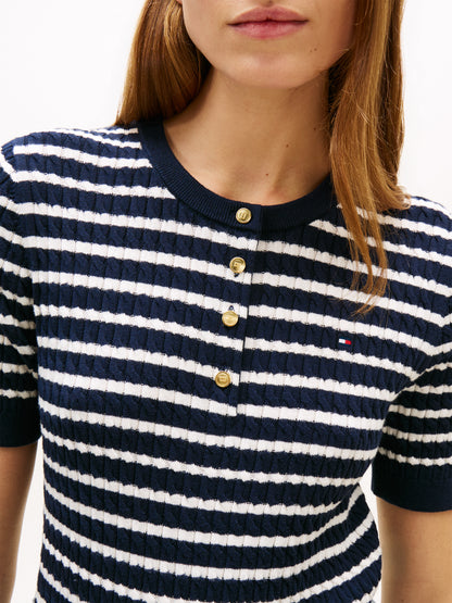 Tommy Hilfiger Henley Fine Cable Top Navy