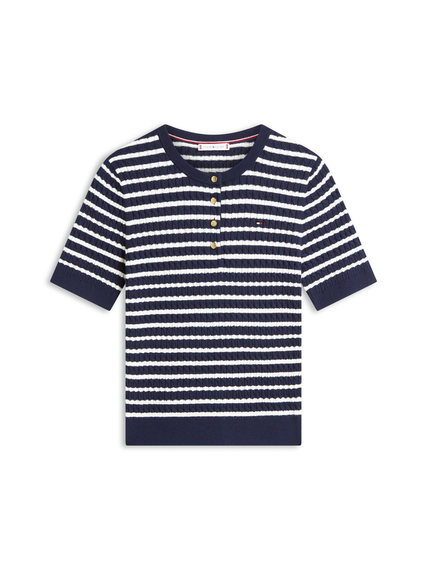 Tommy Hilfiger Henley Fine Cable Top Navy