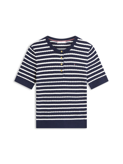Tommy Hilfiger Henley Fine Cable Top Navy
