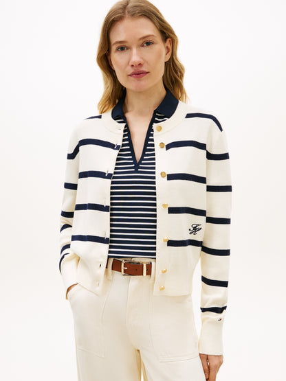 Tommy Hilfiger C-Neck Stripe Cardigan Calico/Navy