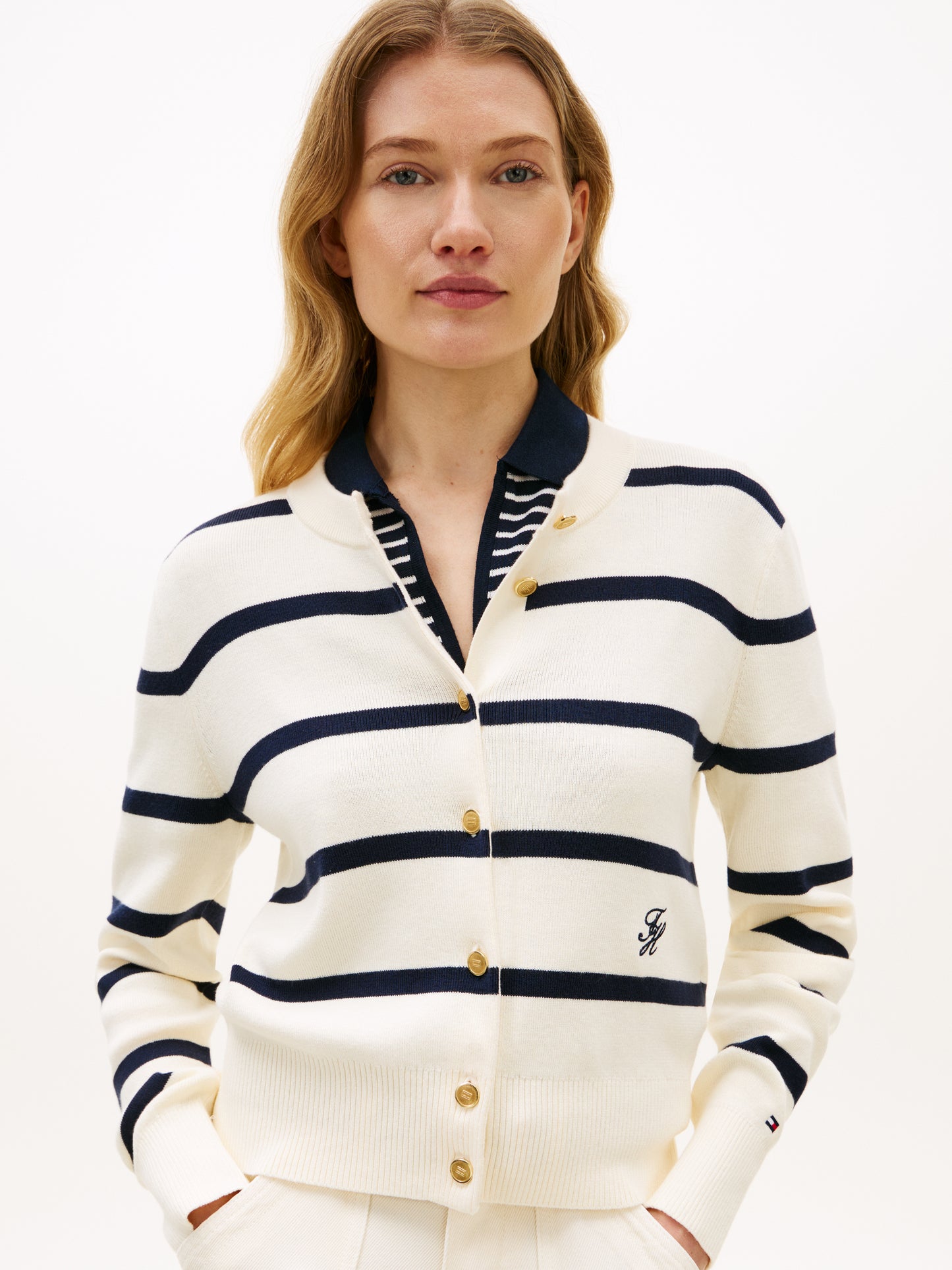 Tommy Hilfiger C-Neck Stripe Cardigan Calico/Navy