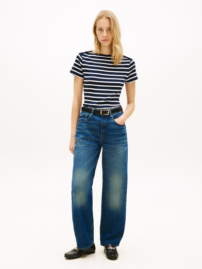 Tommy Hilfiger Gold Button Slim Tee Dark Blue/Ecru