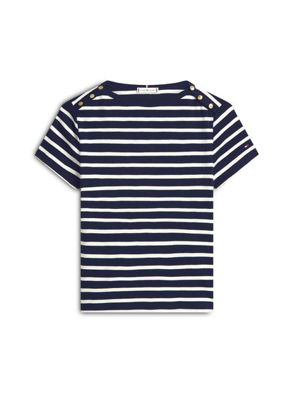 Tommy Hilfiger Gold Button Slim Tee Dark Blue/Ecru